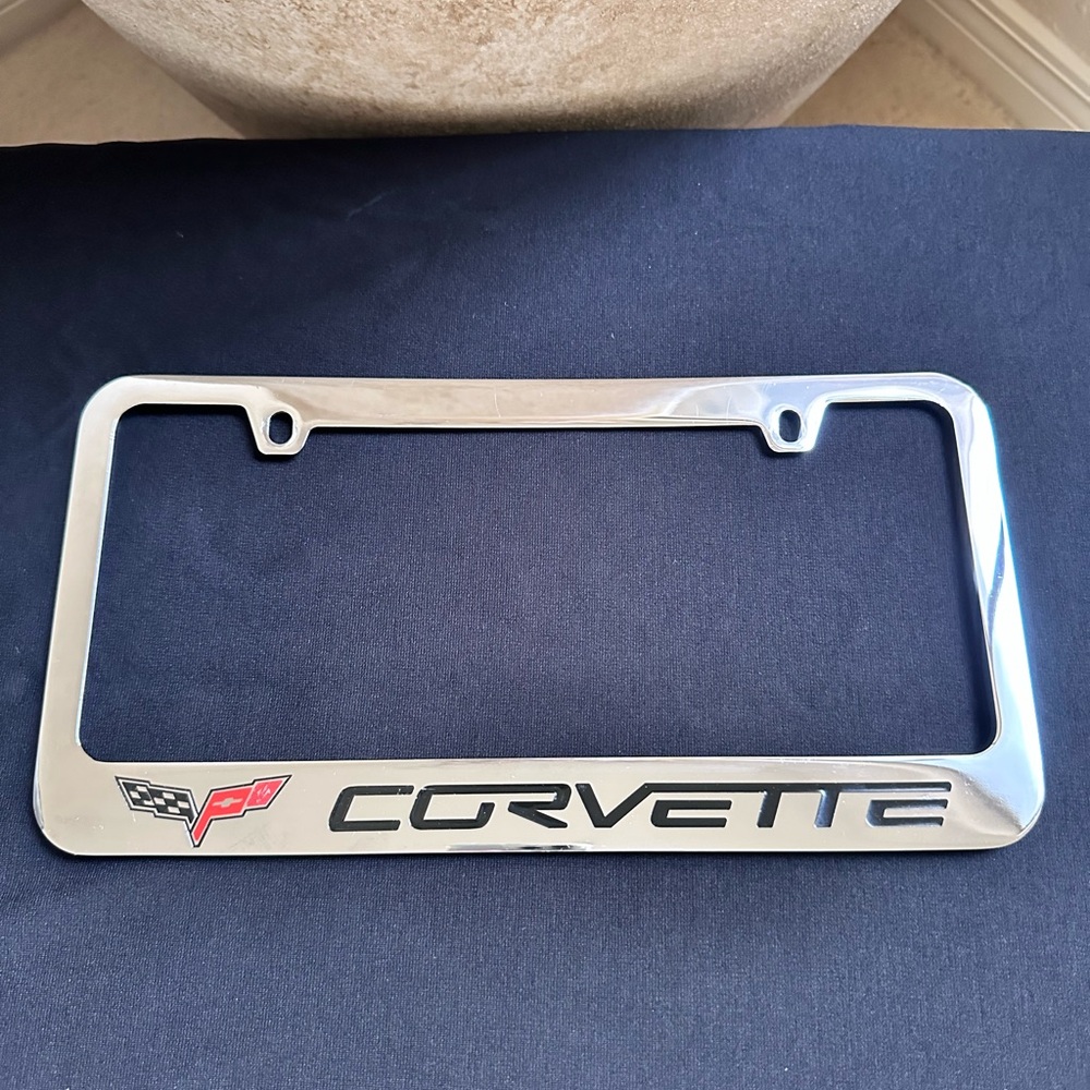 Beautiful C6 Polished Chrome Corvette License Plate Frame - Picture 2 of 12